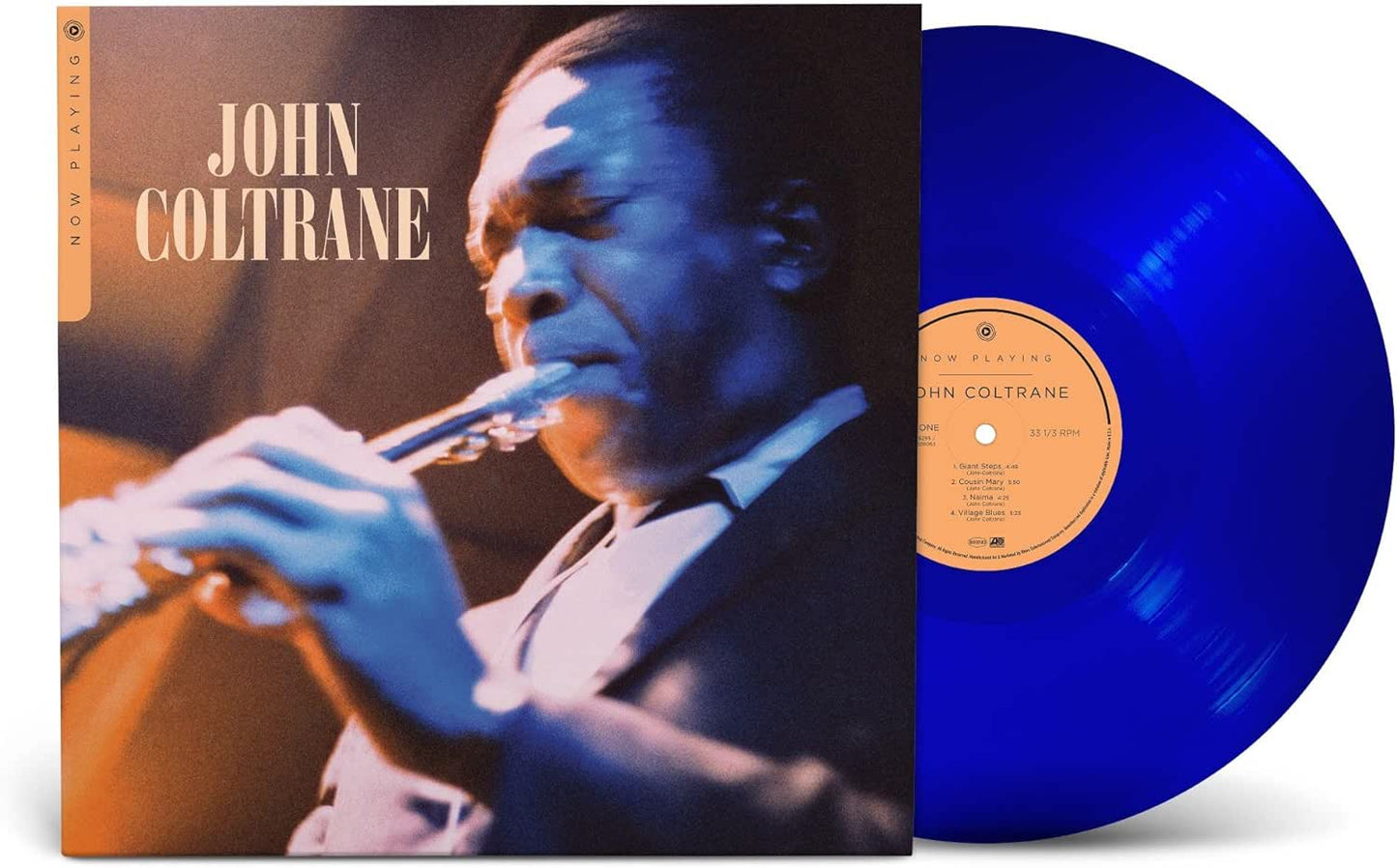 John Coltrane vinyl record with a yellow cover and saxophone portrait.