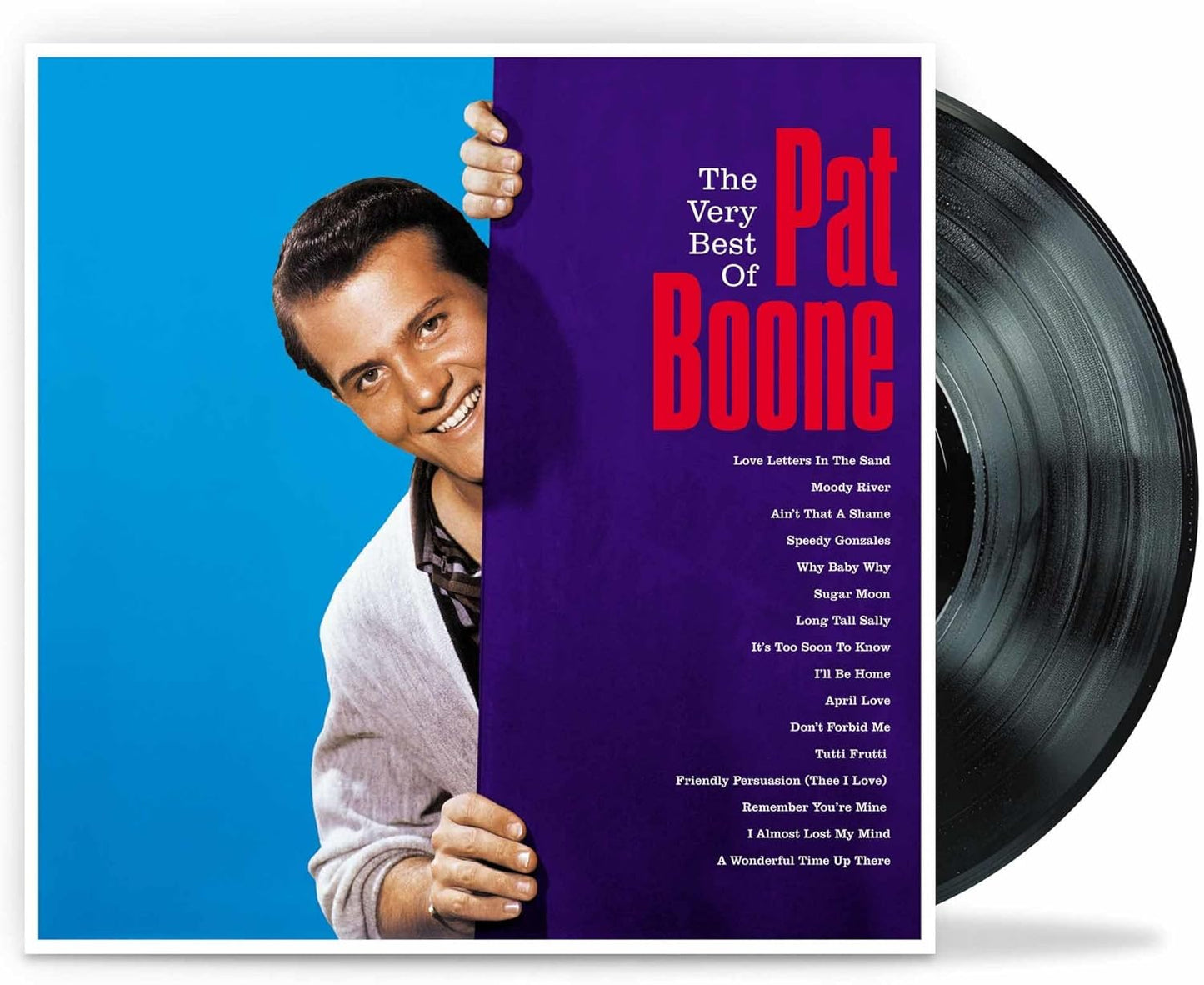 Pat Boone "Very Best Of" vinyl record cover with portrait and tracklist.