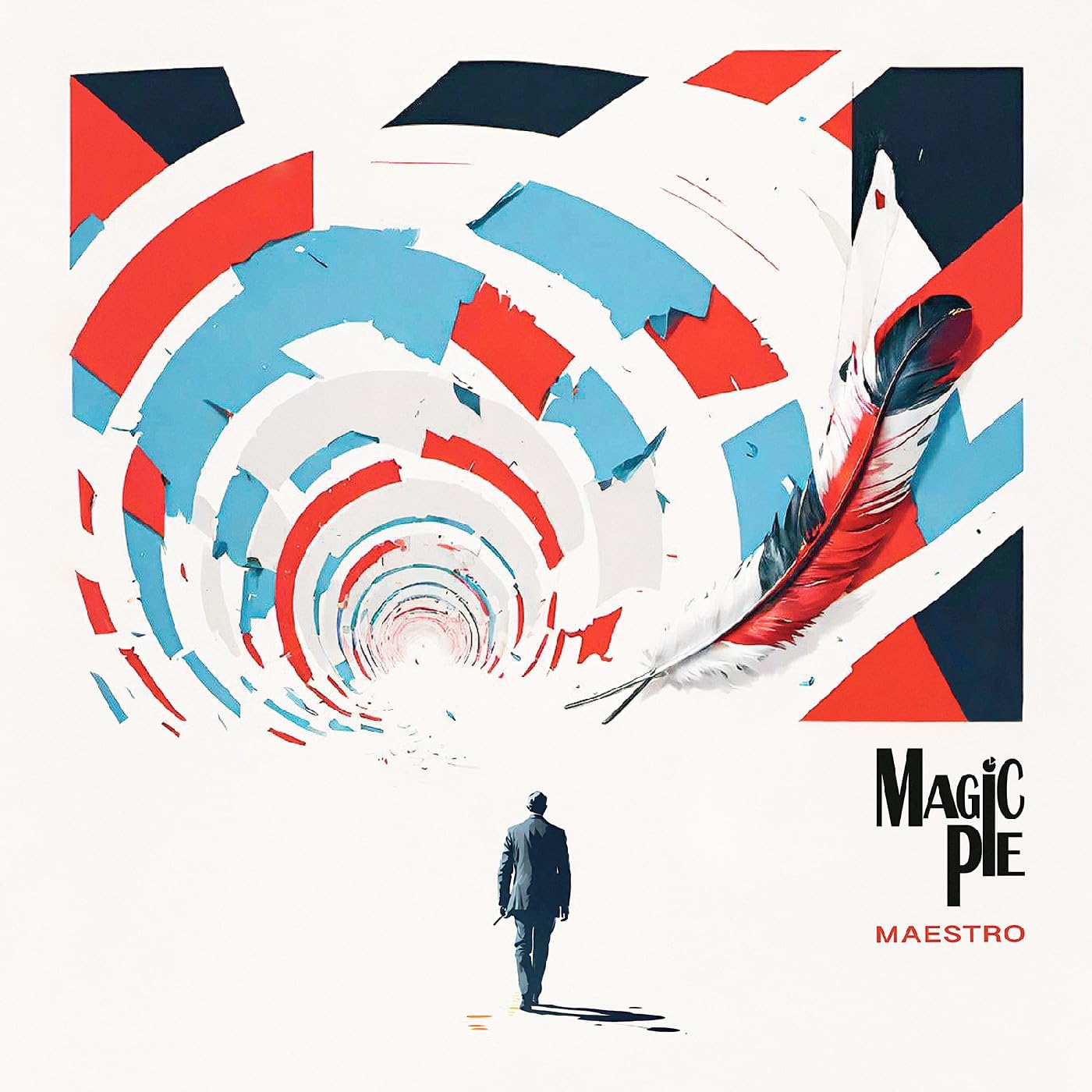 CD cover: swirling tunnel illusion, feather, and silhouetted figure.
