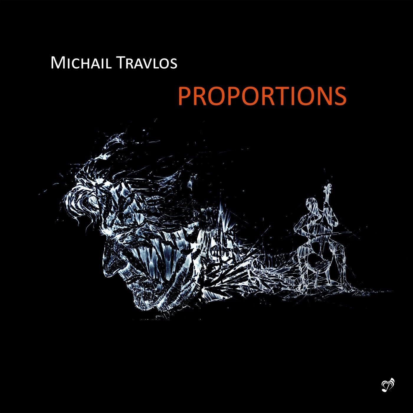 CD cover for "Proportions" by Michail Travlos, with abstract figures.