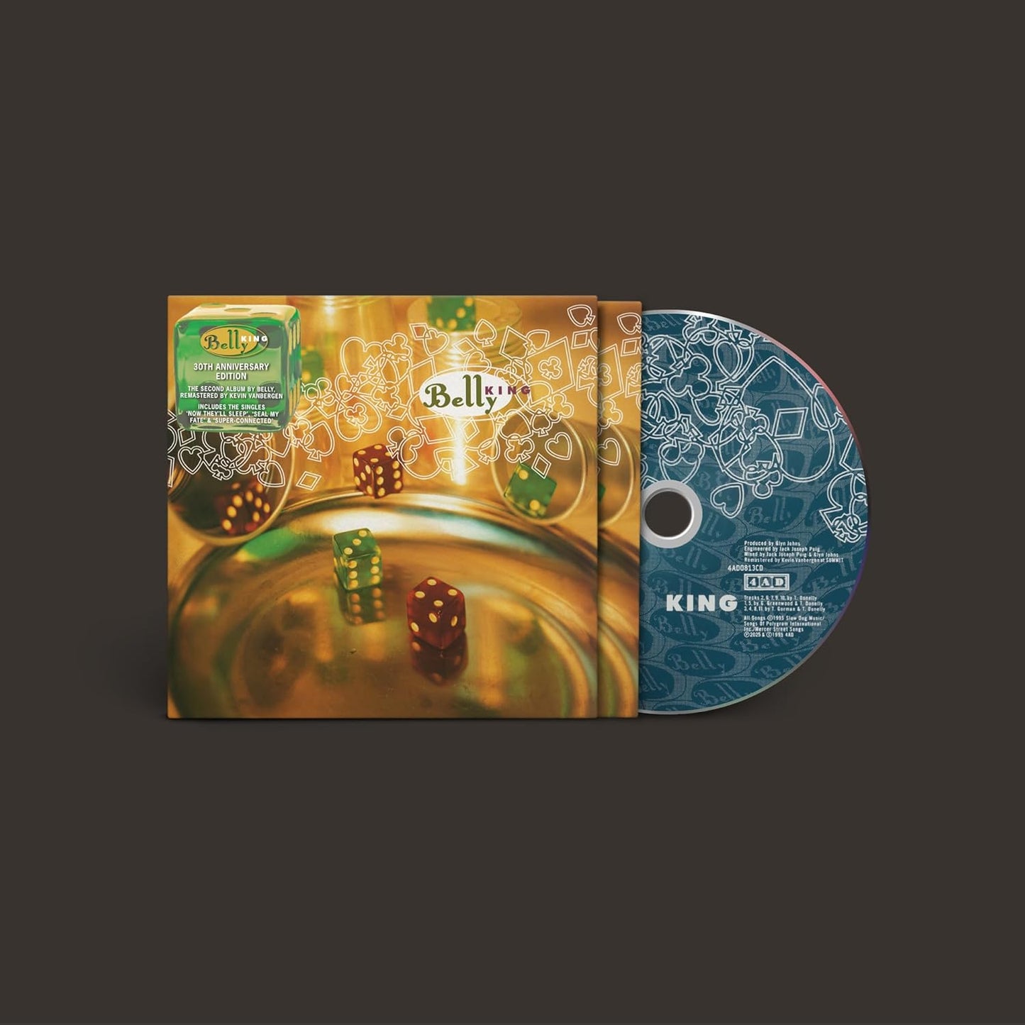 CD case for Belly’s “King” album, remastered edition, with silver barcode.