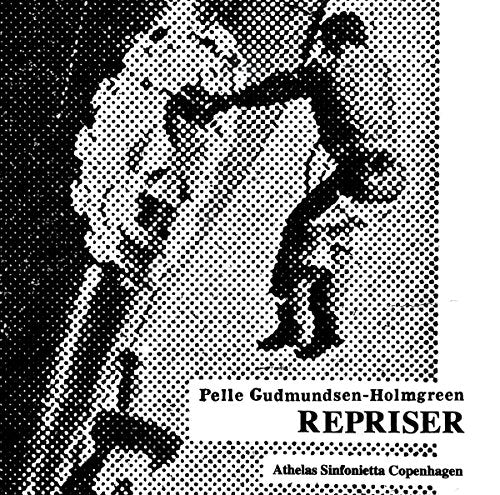 Black and white halftone portrait with “Repriser” text and composer name.