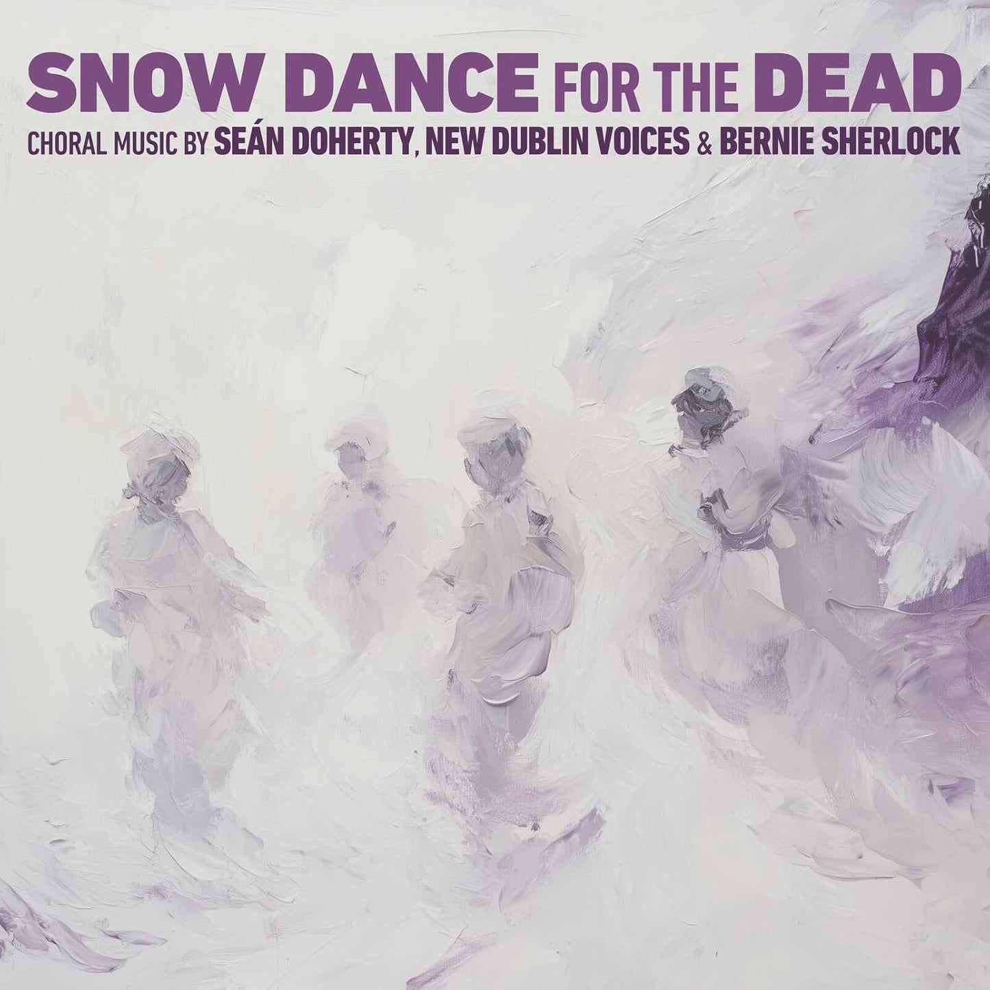 CD cover: Abstract painting of figures in a snowy, lavender landscape.