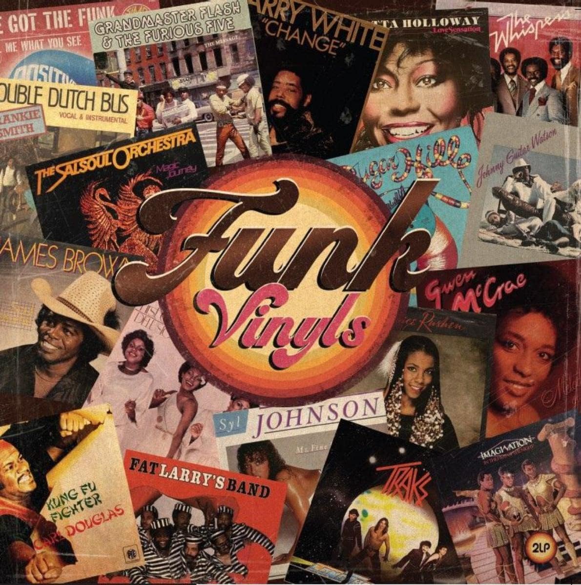 Collage of funk album covers with bold "Funk Vinyls" text overlay.
