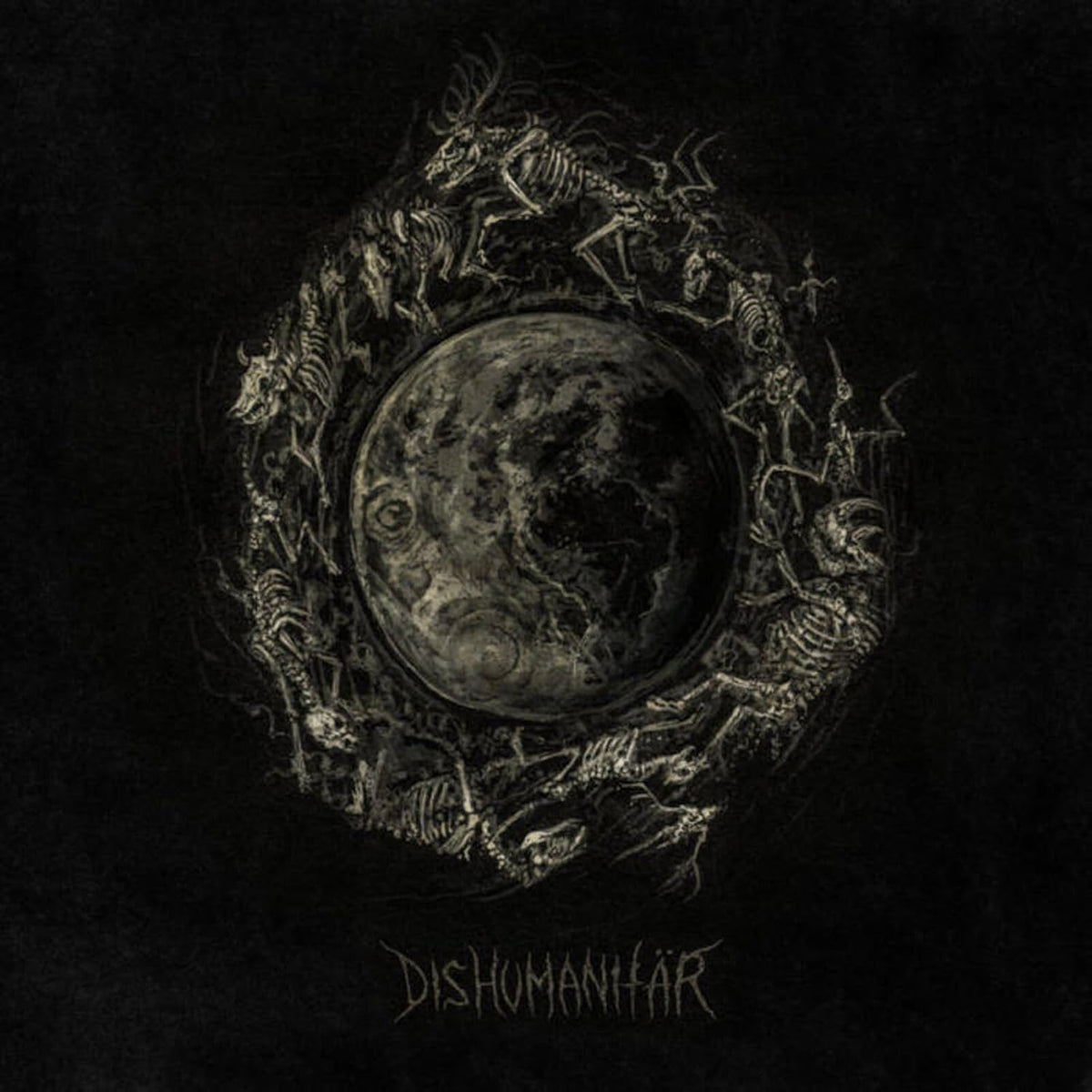 Vinyl record of Dishumanitar album, black cover with band name and logo.