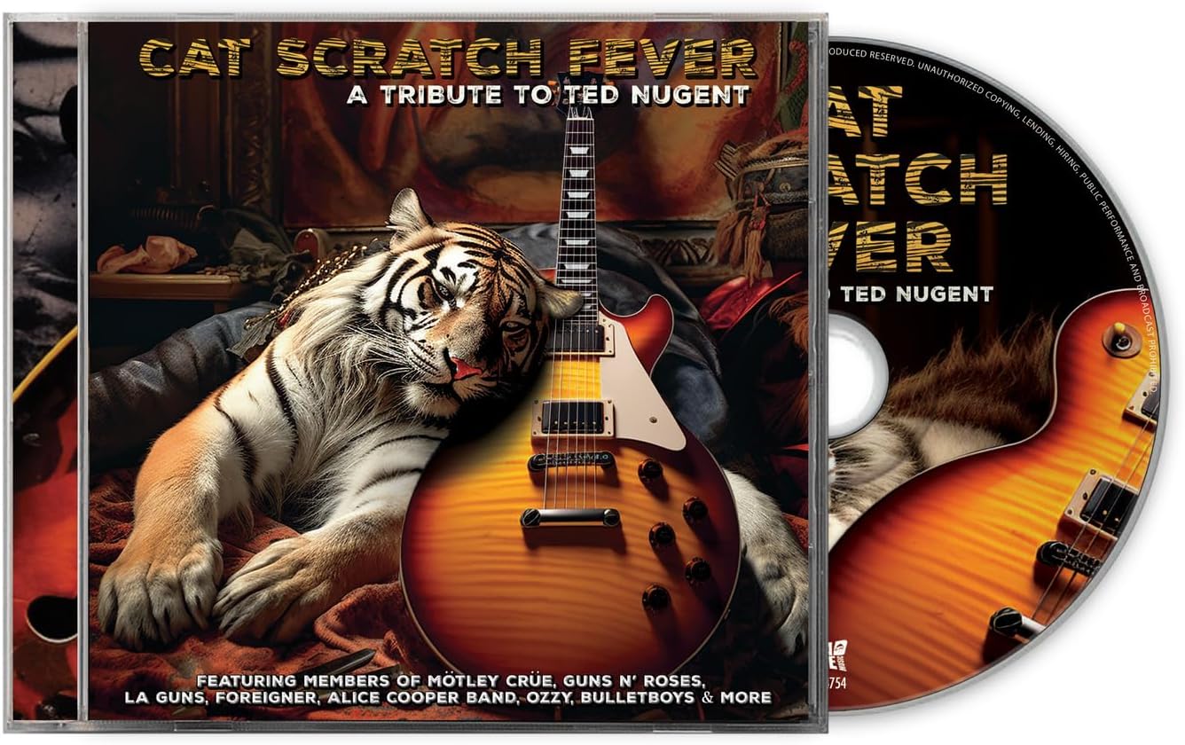 CD cover for "Cat Scratch Fever" tribute album, featuring a tiger and guitar.