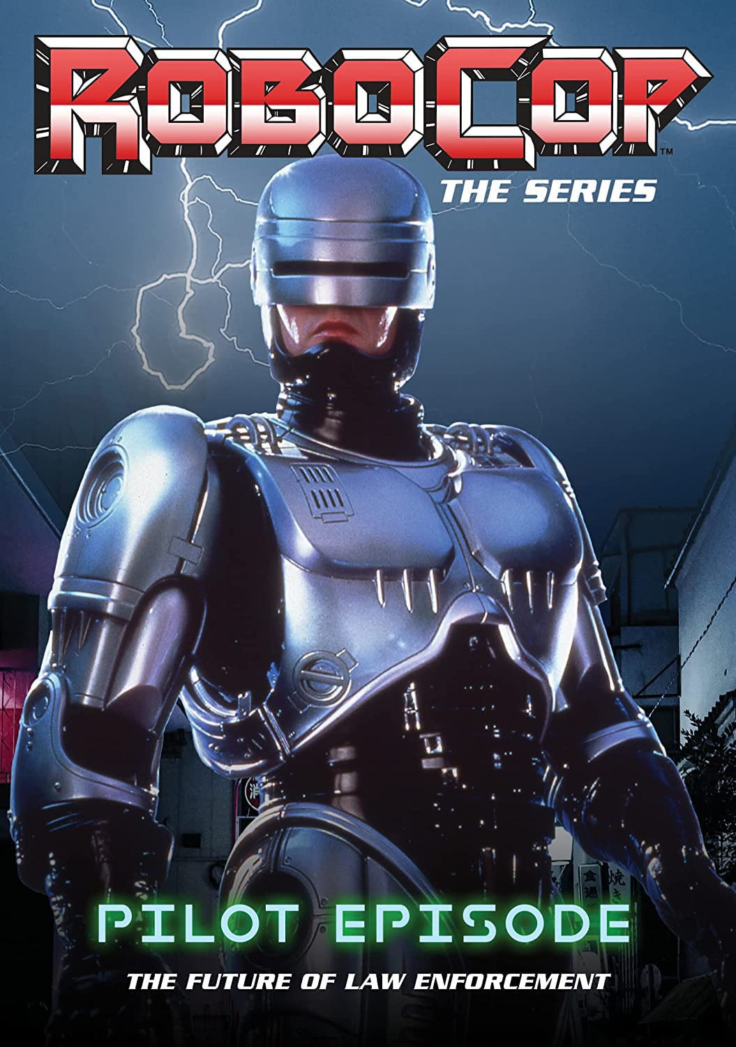 Robocop stands in a city, DVD cover for "Robocop: The Series".