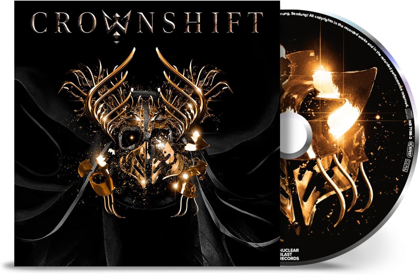 CD case for "Crownshift" featuring a golden, abstract bird-like design.