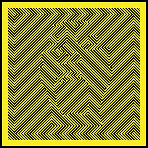 Yellow album cover with black diagonal lines forming an abstract pattern.