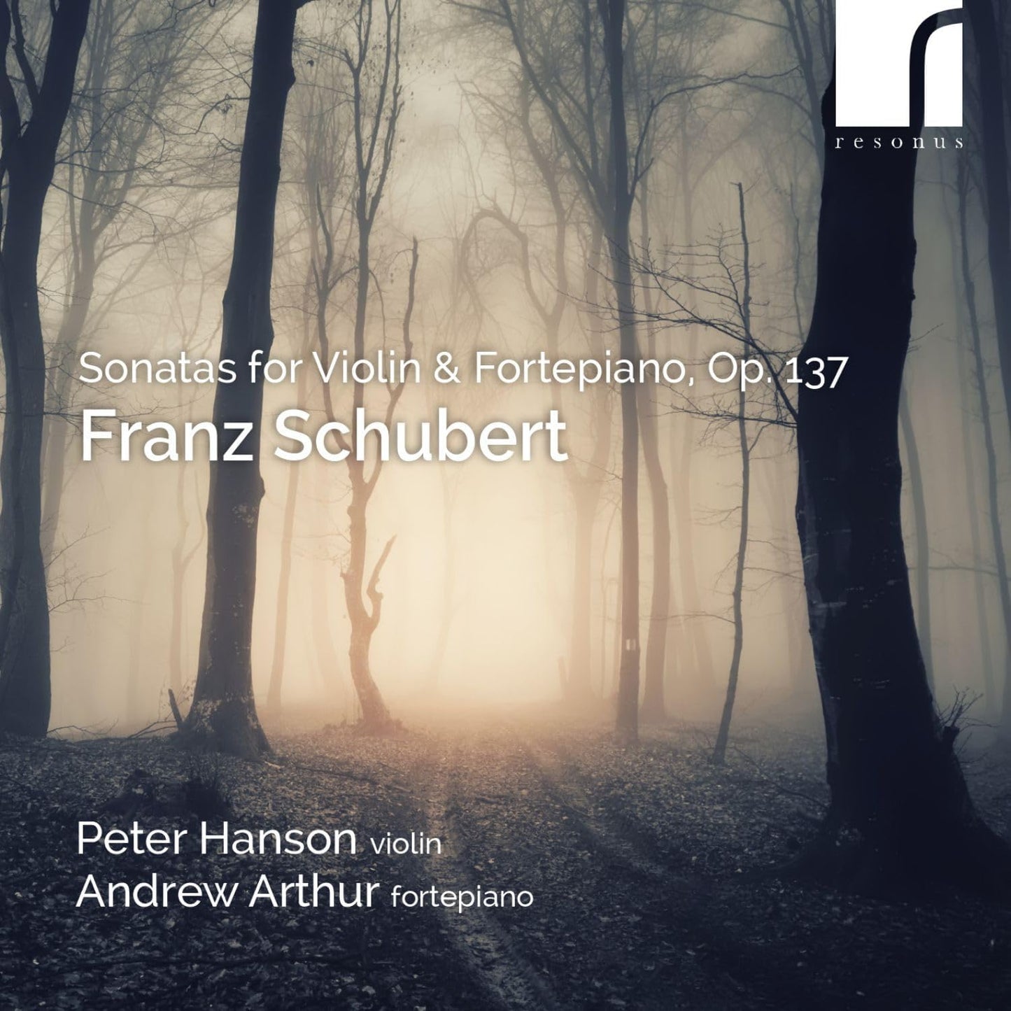 CD case featuring violinist Peter Hanson, with Schubert sonatas artwork.
