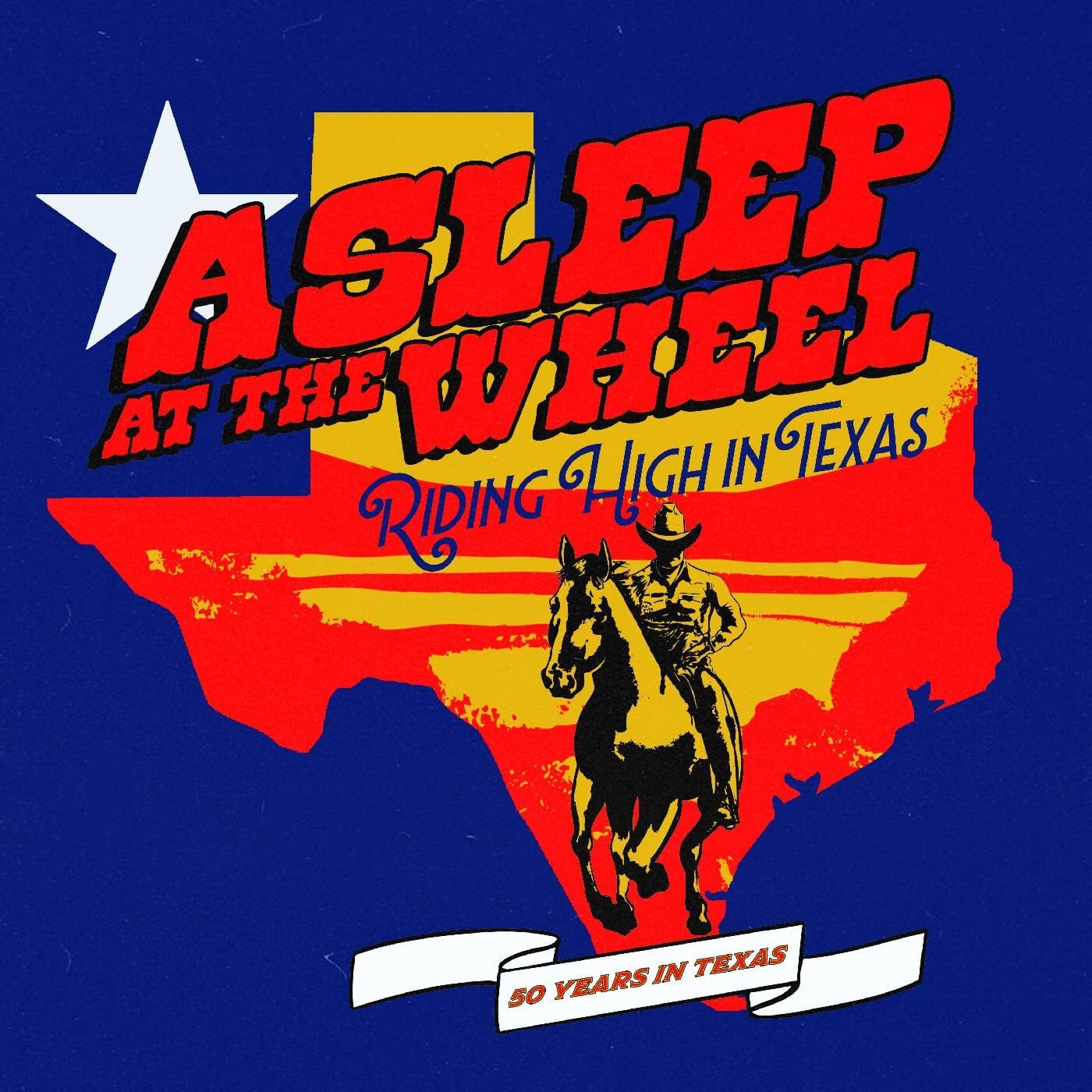 CD cover: "Asleep At The Wheel" with a cowboy on horseback in Texas.