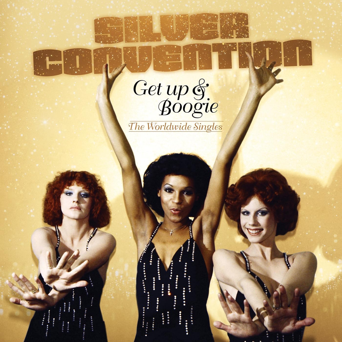 Album cover for Silver Convention’s “Get Up & Boogie” featuring three singers.