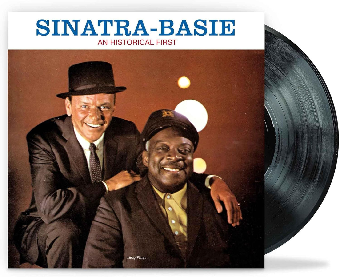 Album cover featuring Frank Sinatra and Count Basie with a vinyl record.