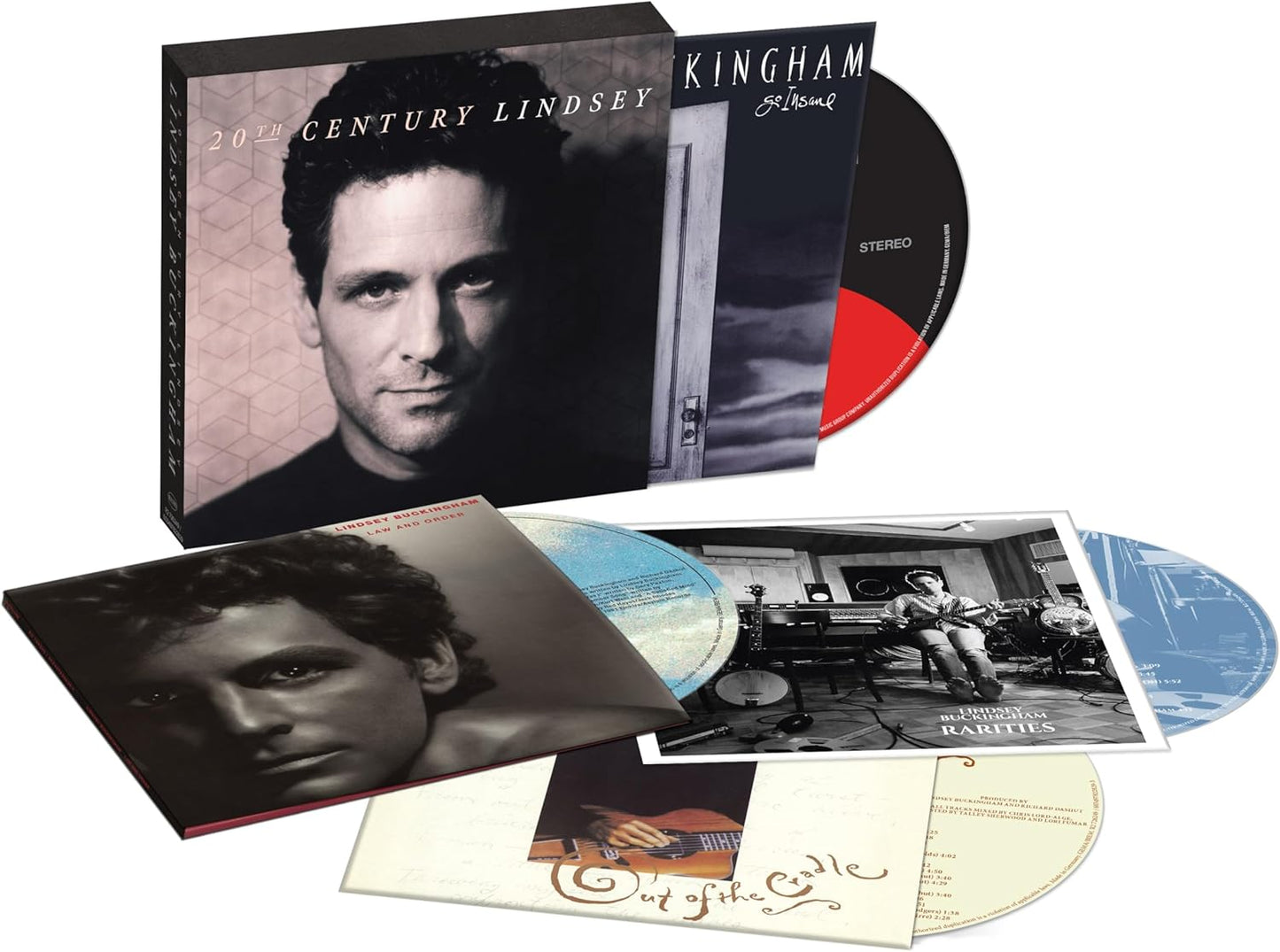 CD case with Lindsey Buckingham's name and title in plain font on white background.
