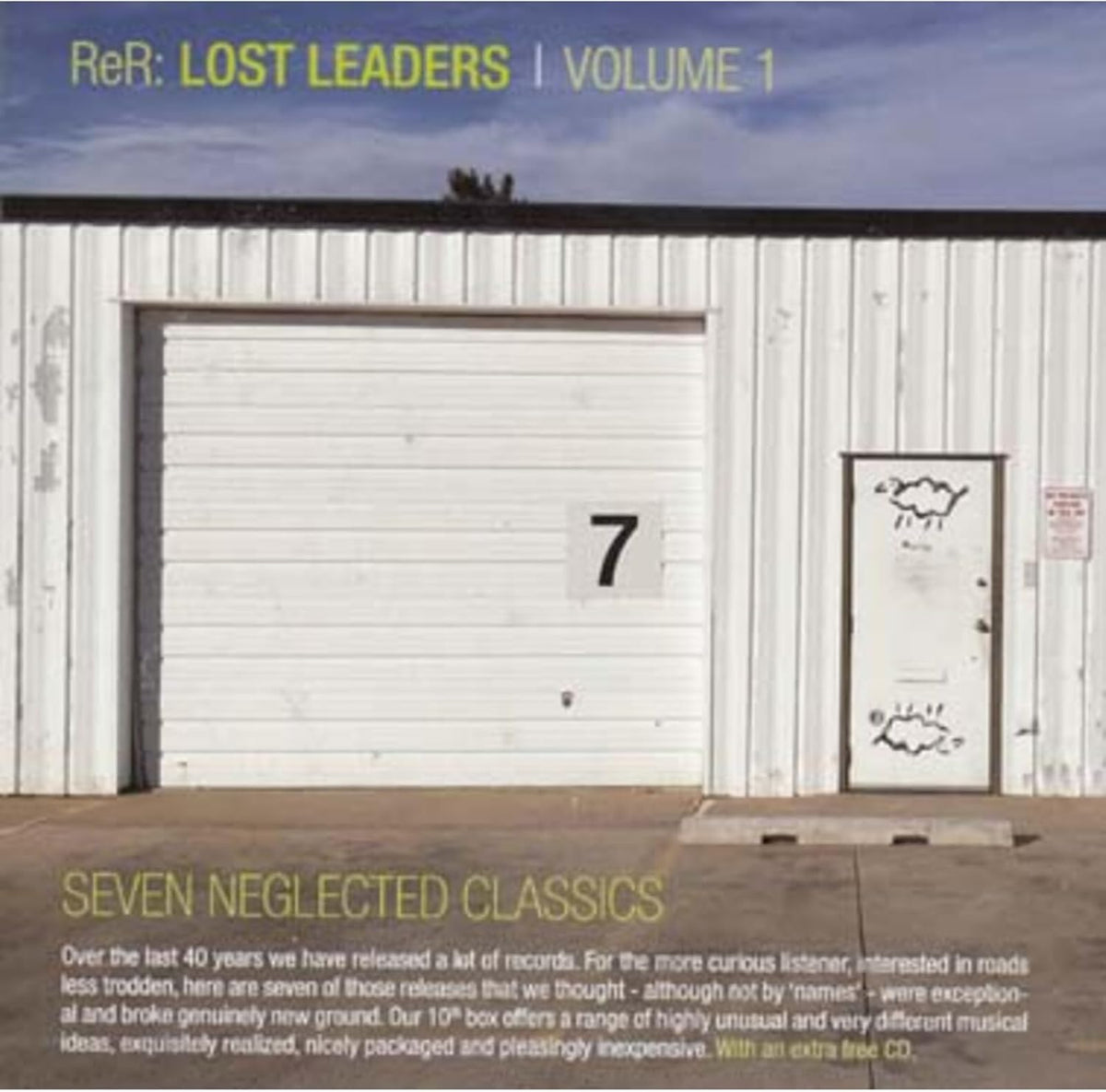 CD cover for “Rer Lost Leaders Vol. 1” featuring a garage door with a large “7”.