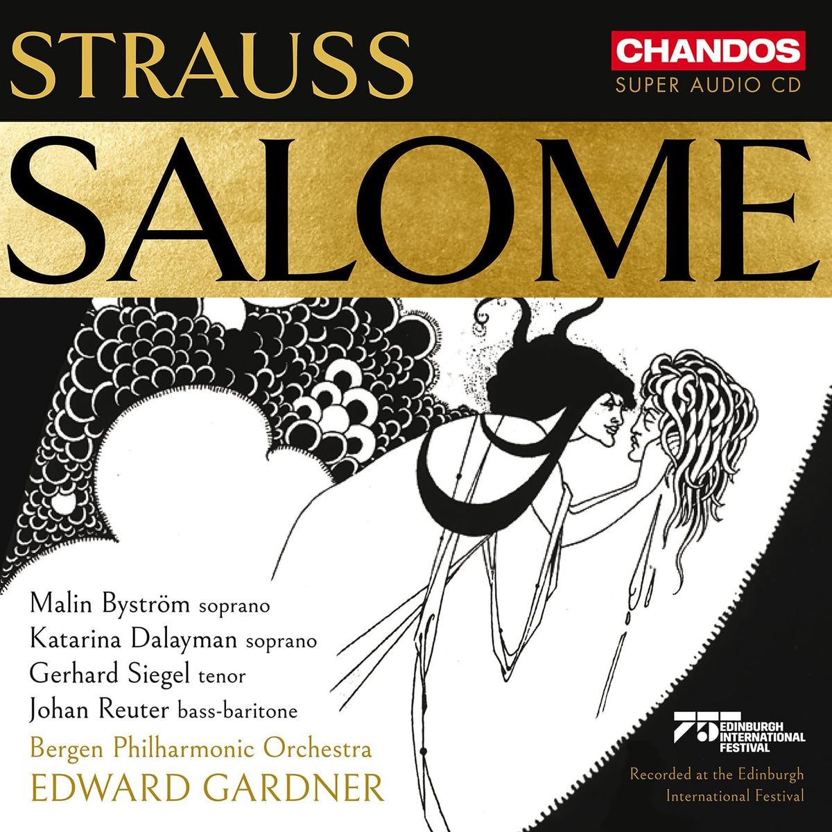 CD cover for Strauss’ “Salome” featuring sketched figures and text.