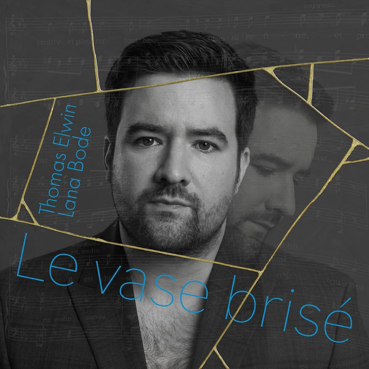 CD cover featuring a man’s portrait overlaid with fractured musical notes.