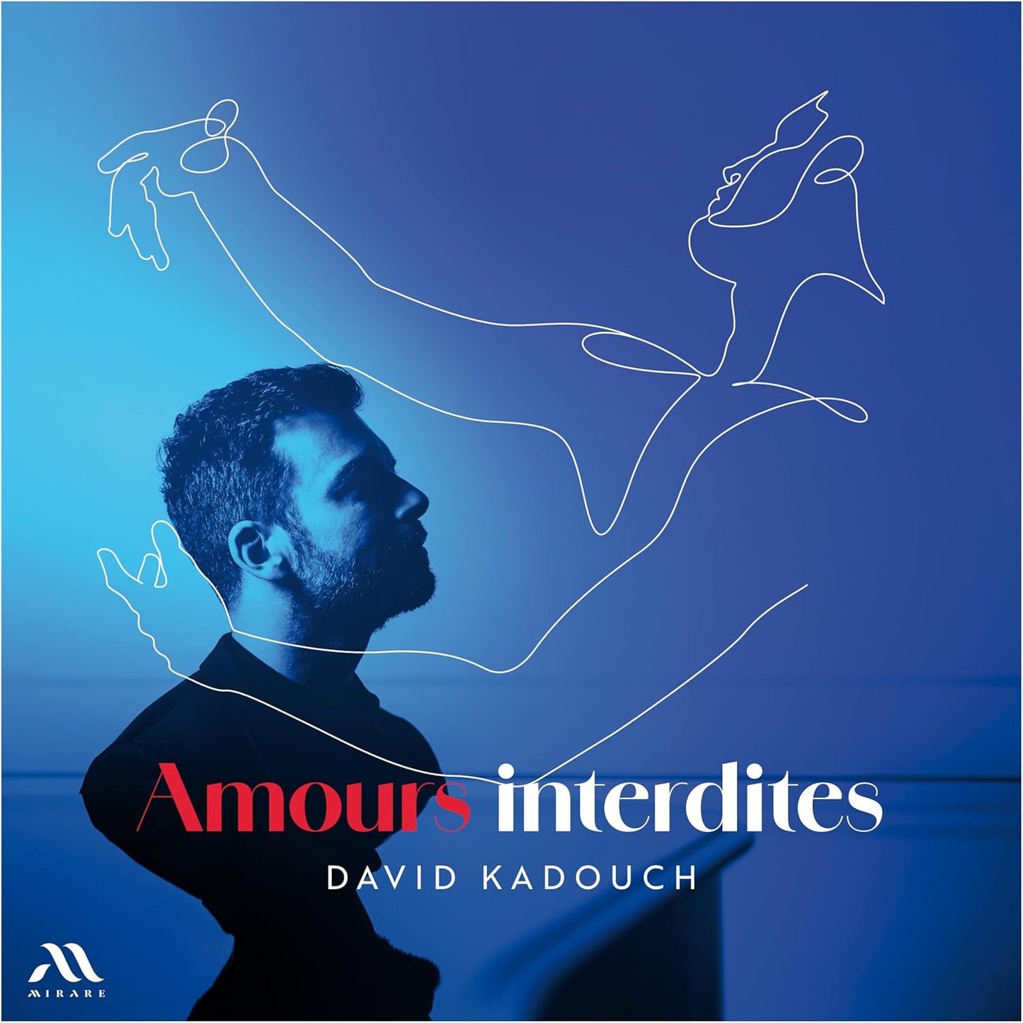 CD cover: Silhouette of a man with abstract line art, title “Amours Interdites”.