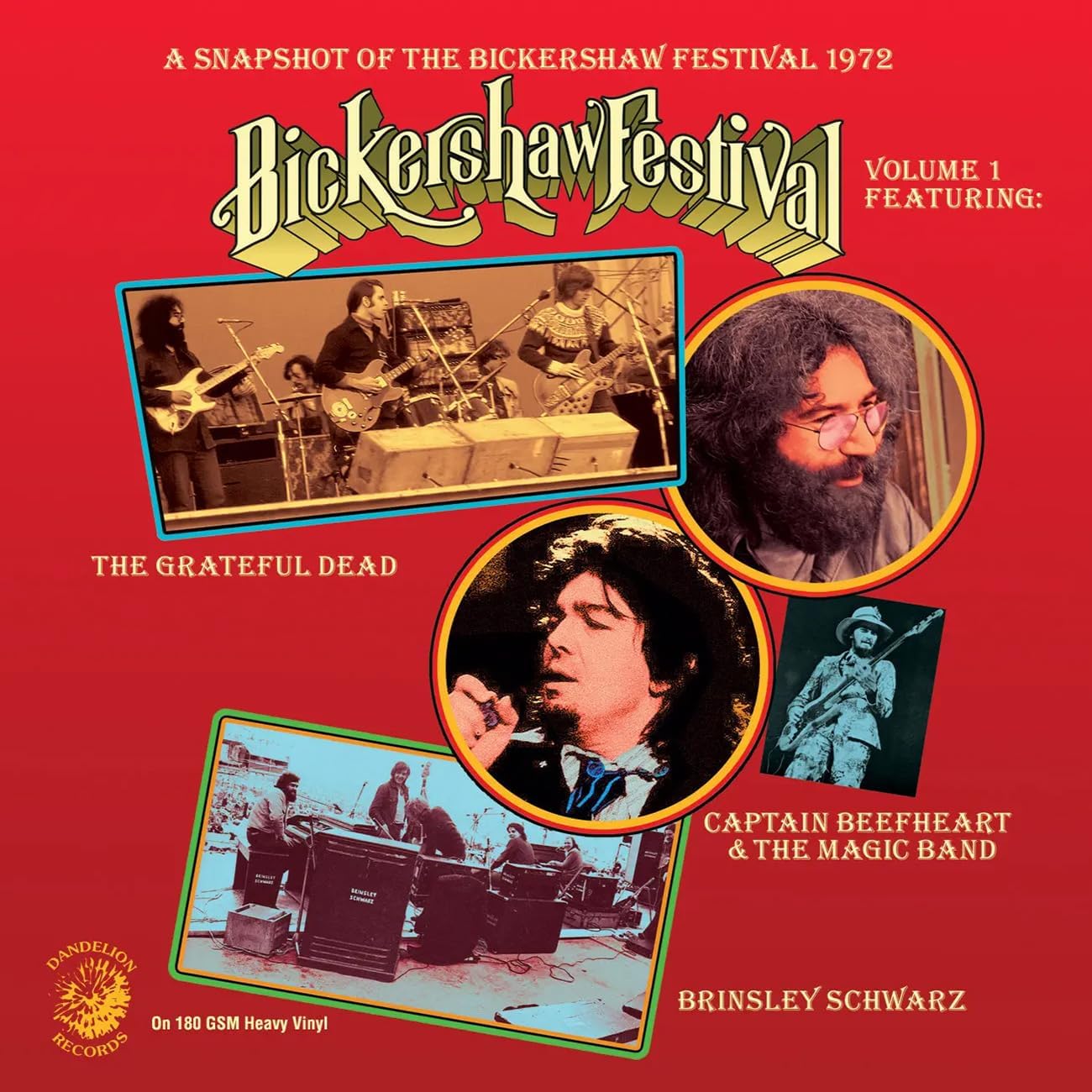 1972 Bickersham Festival vinyl record cover with band photos.