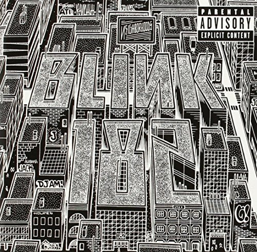 Blink-182 “Neighborhoods” CD cover: black and white cityscape illustration.