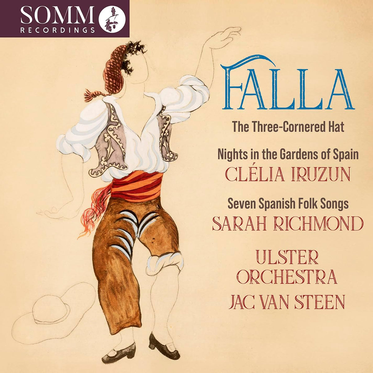 CD cover for Falla’s “The Three-Cornered Hat” with a dancer illustration.