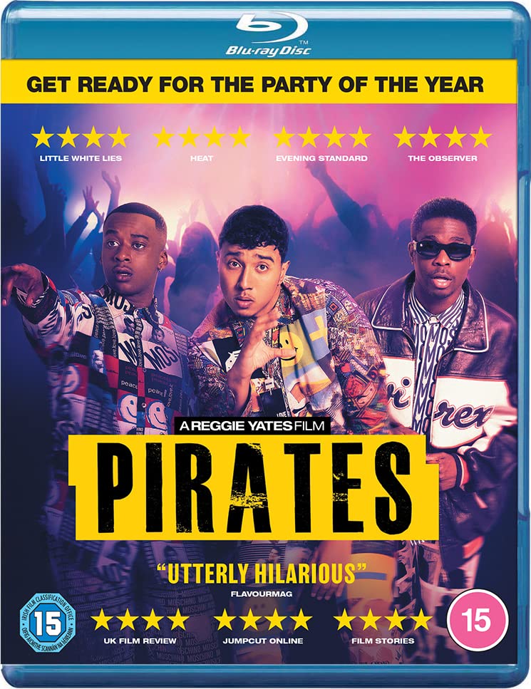 Pirates" Blu-ray cover featuring three young men in colorful clothing.