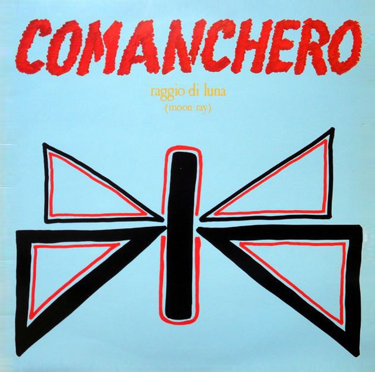 Comanchero" vinyl record cover with bold red text and abstract black and red design.