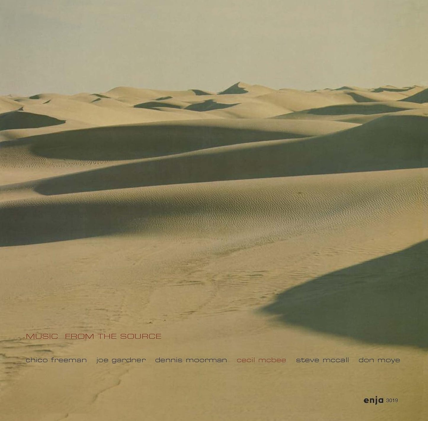 Vinyl record cover: desert landscape with text listing artist and musicians.