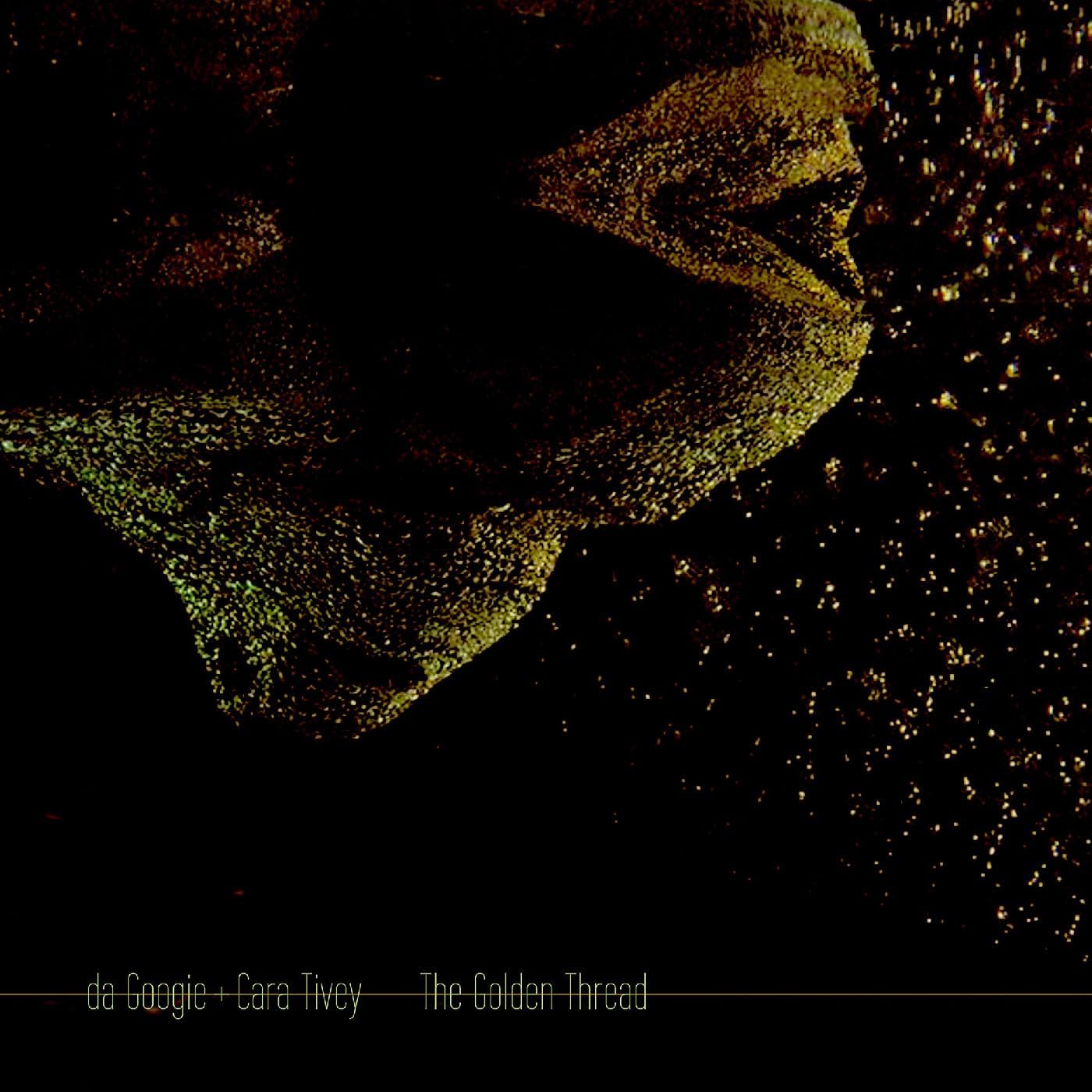 Golden textured profile of a woman against a black, speckled background.