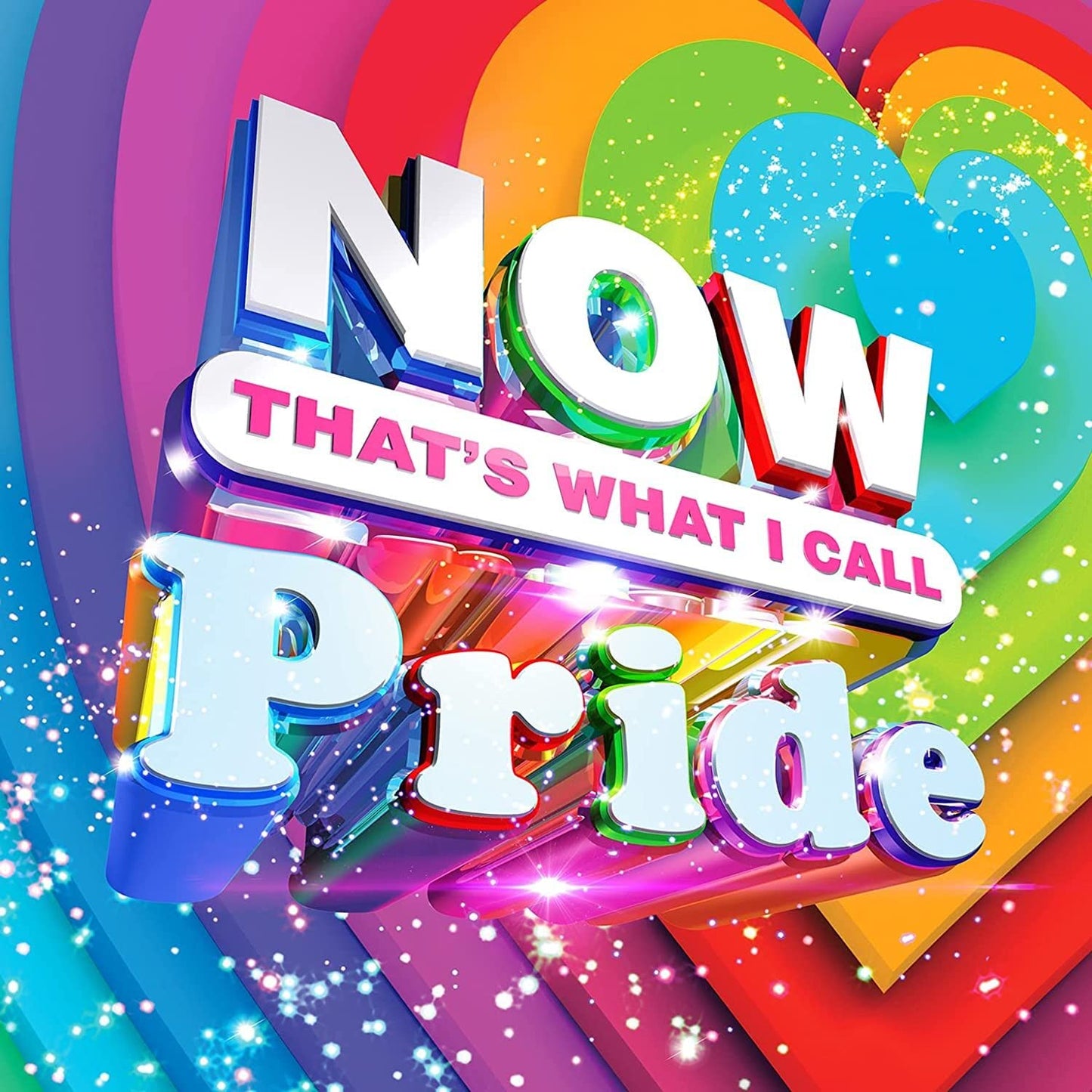 CD cover for āNOW Prideā with rainbow swirls and bold lettering.