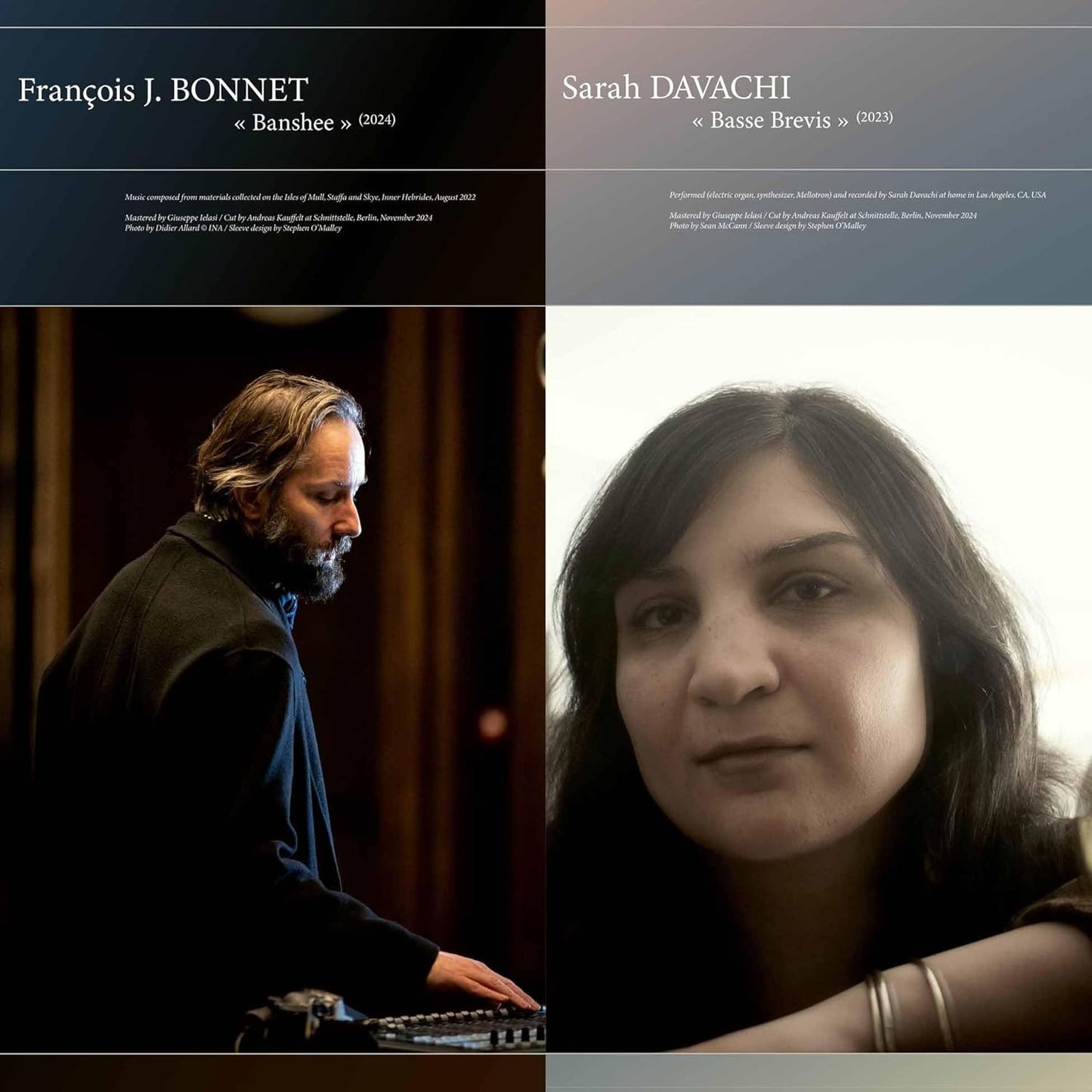 Vinyl record cover featuring portraits of two people in muted tones.