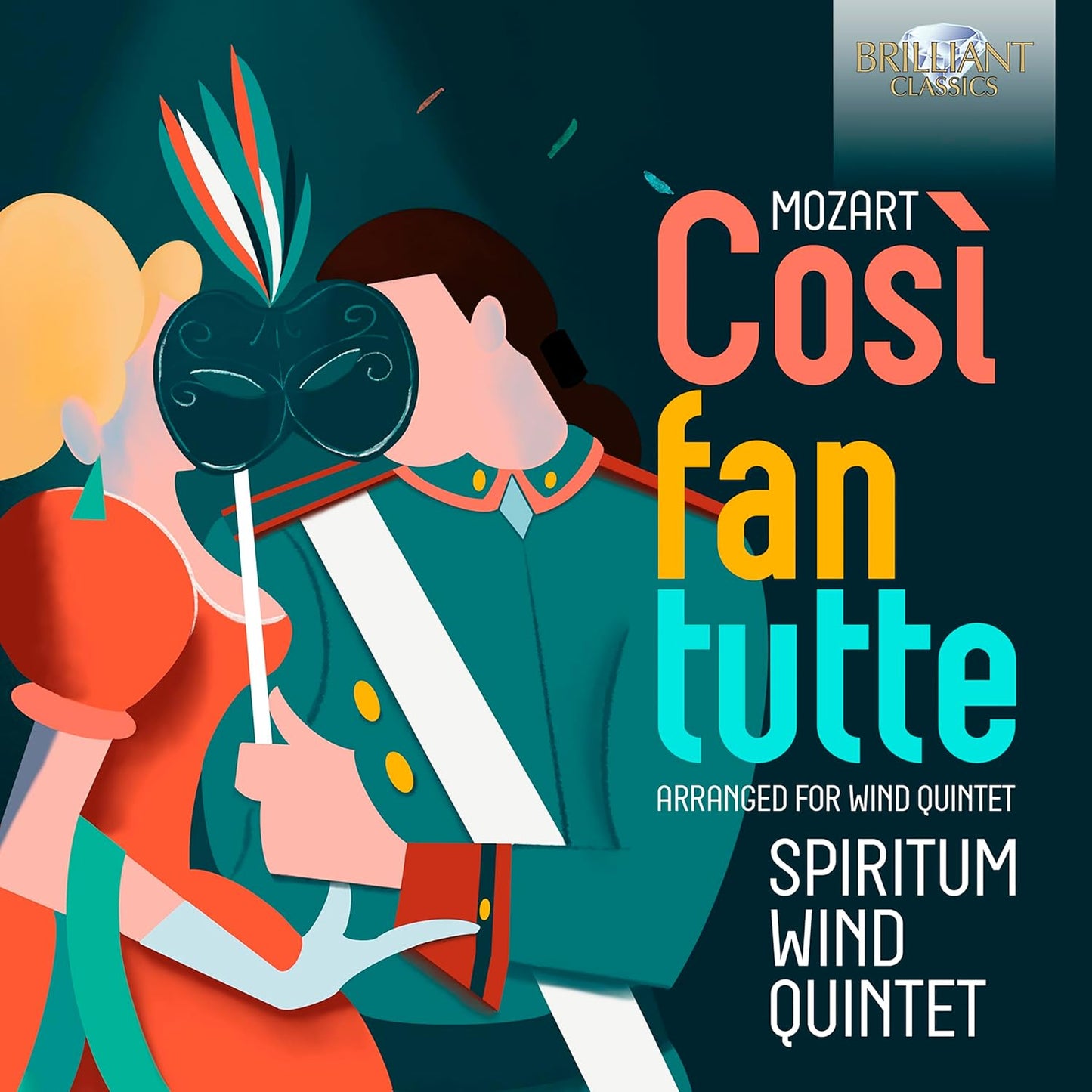 CD cover for Mozart’s Così fan tutte, arranged for wind quintet.