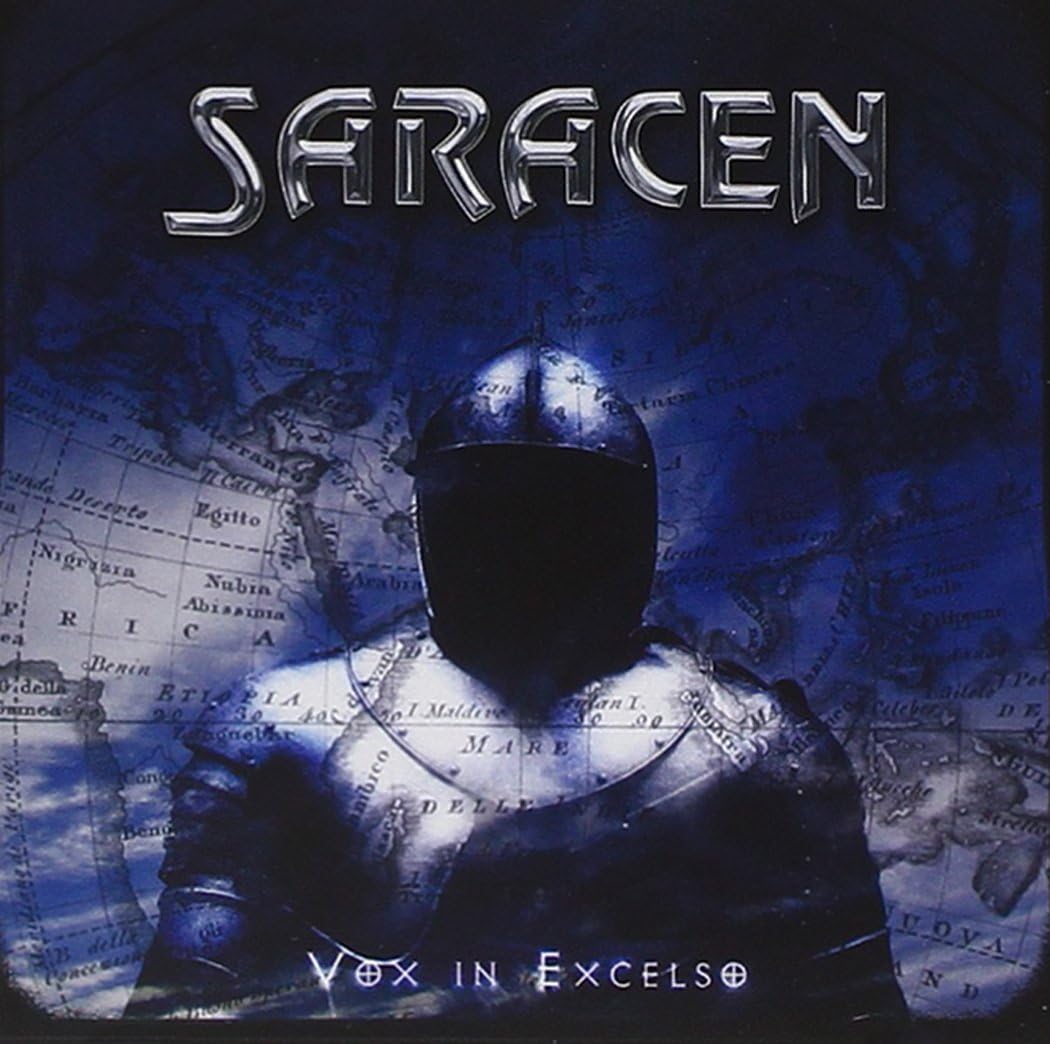 CD cover for Saracen’s “Vox In Excelso” featuring a knight and map.