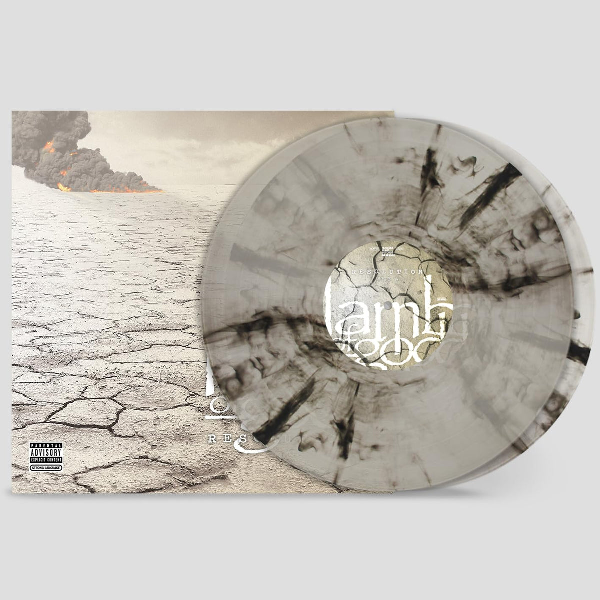 Lamb of God “Resolution” vinyl record with cracked earth artwork.