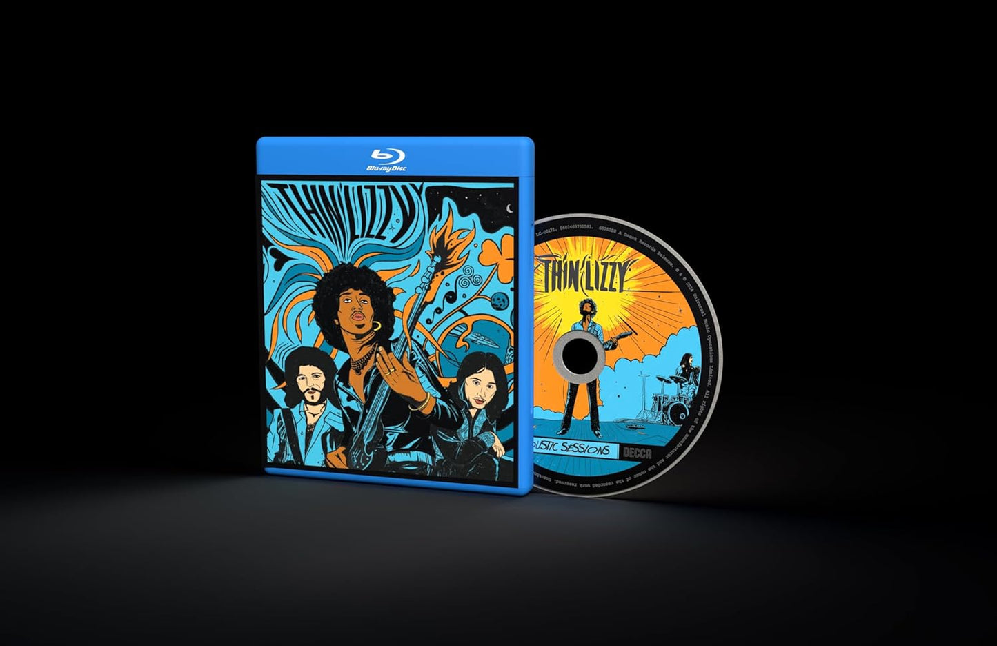 Blu-ray case for "The Acoustic Sessions" featuring Thin Lizzy band portrait.
