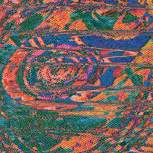 Abstract, colorful swirl pattern with distorted lines and textures.