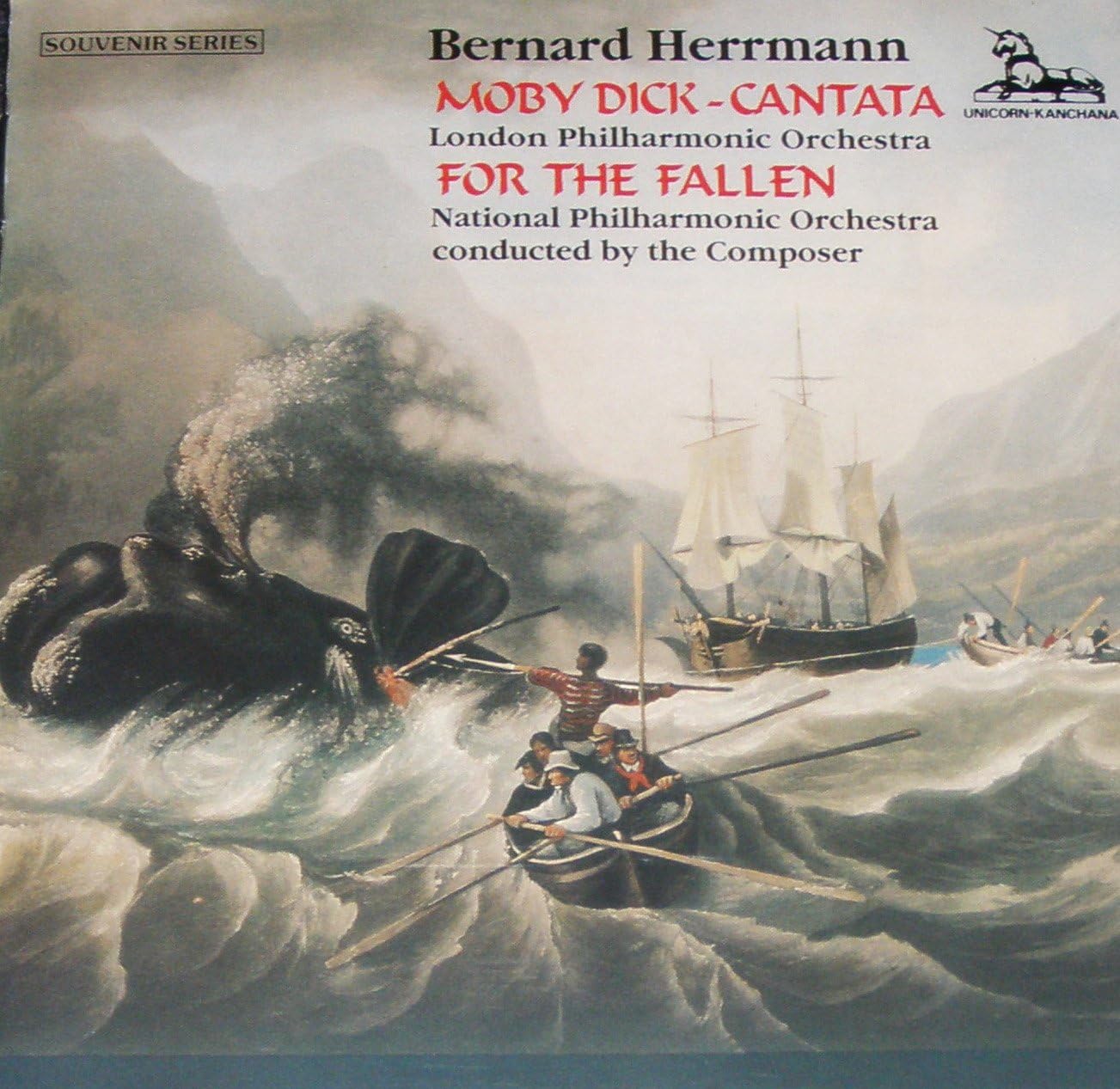 CD cover: stormy seascape with a whaling ship and large squid.