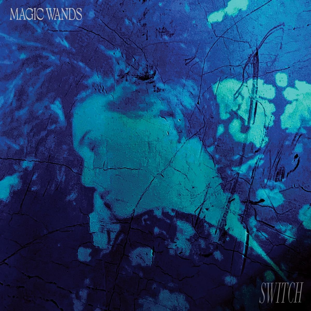 Album cover for Magic Wands’ “Switch” featuring abstract blue textures.