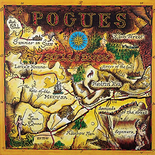 “Hell’s Ditch” album cover by The Pogues, illustrated as a treasure map.