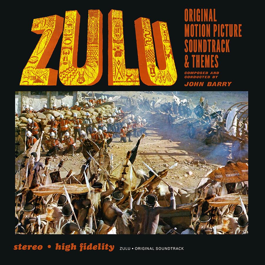 Zulu" soundtrack CD cover with battle scene and ornate title text.