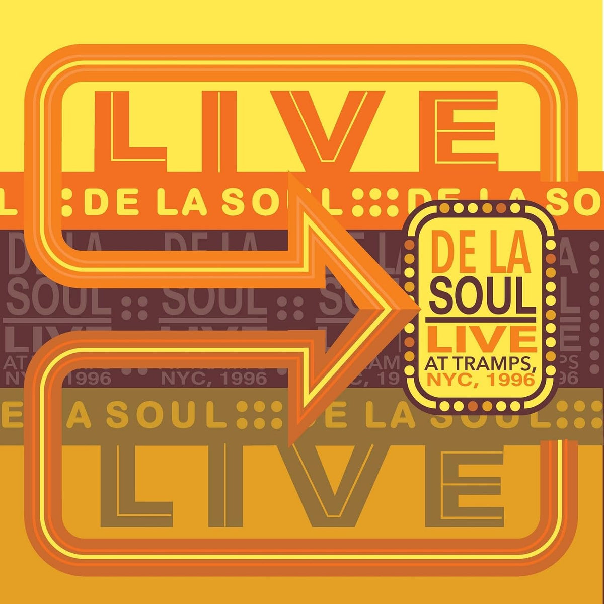 CD case with De La Soul album art, likely featuring band members performing live.