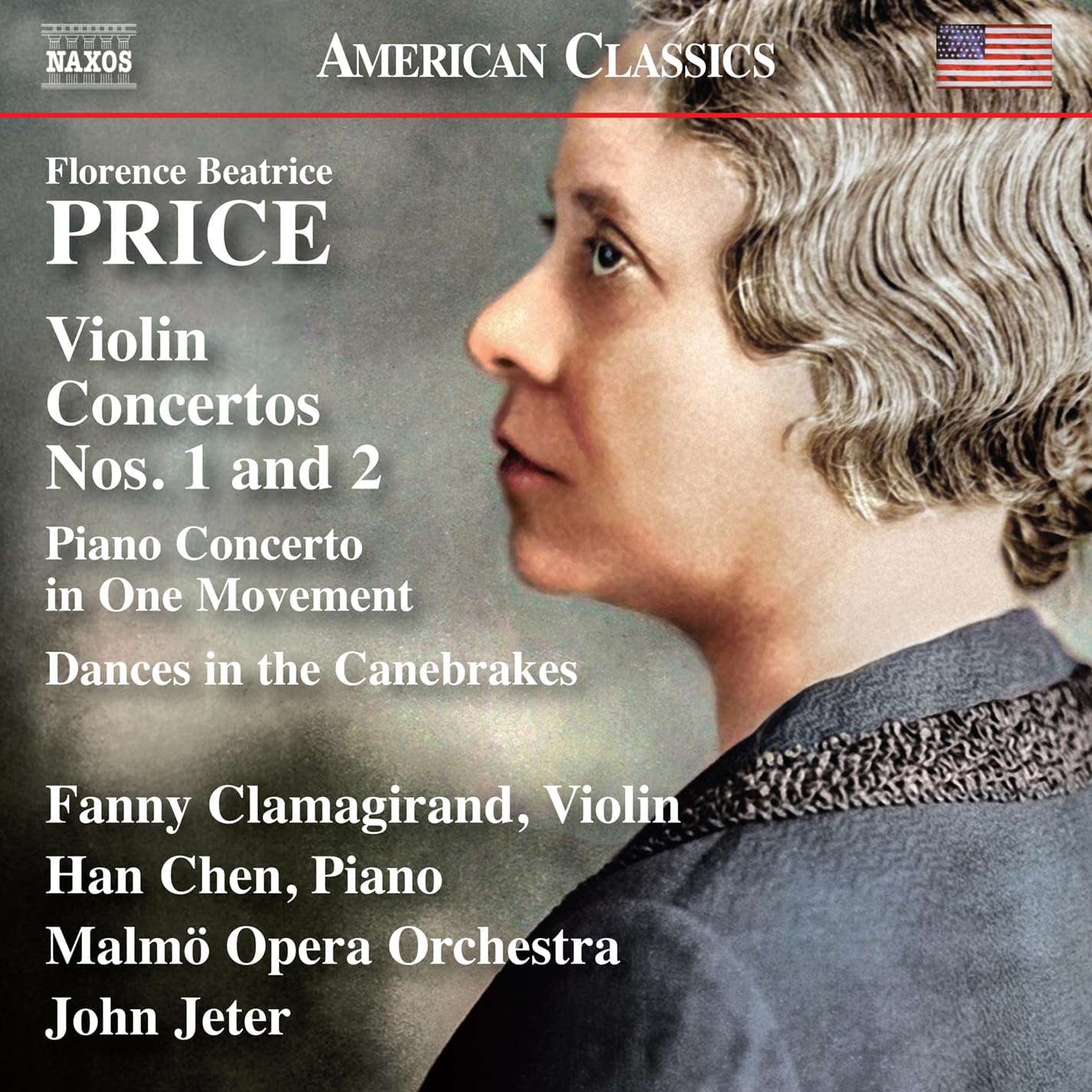 CD cover for Florence Price violin concertos featuring a violinist’s profile.