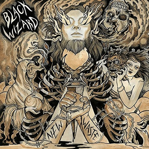 Black Wizard “New Waste” CD cover: surreal, detailed illustration with skulls and figures.