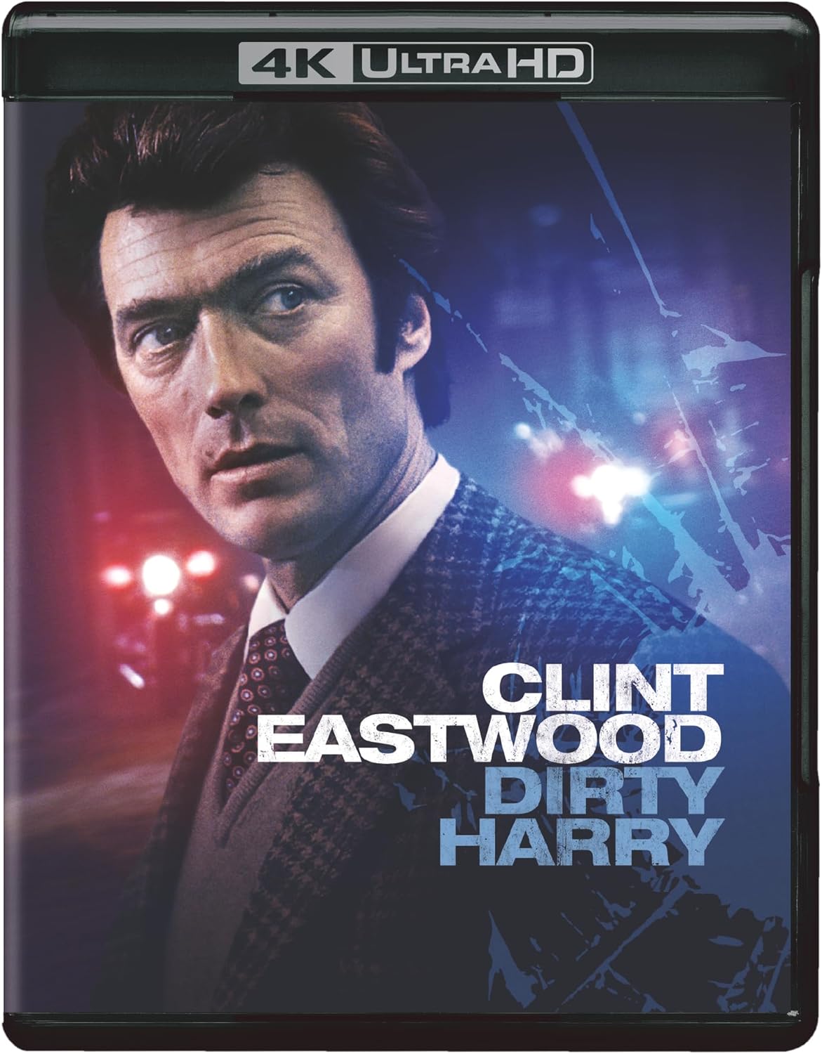 Blu-ray cover for "Dirty Harry" featuring Clint Eastwood, 4K UltraHD.