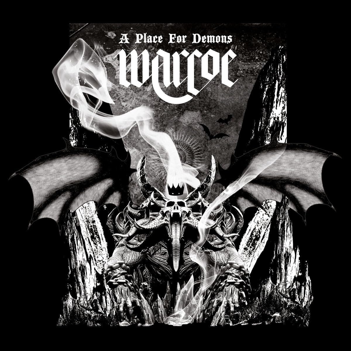 CD cover with demonic imagery: skull, wings, smoke, and gothic text.