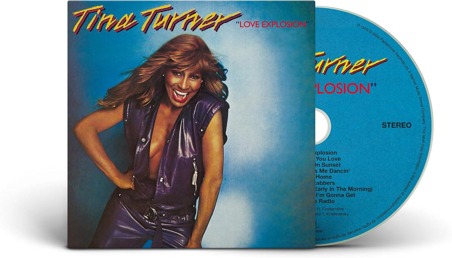 Tina Turner “Love Explosion” CD cover with artist portrait and tracklist.