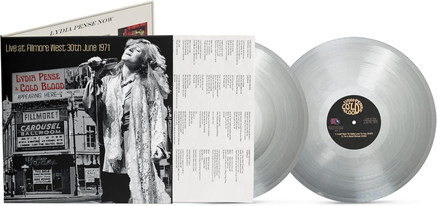 Lydia Pense & Cold Blood live album cover and silver vinyl record.