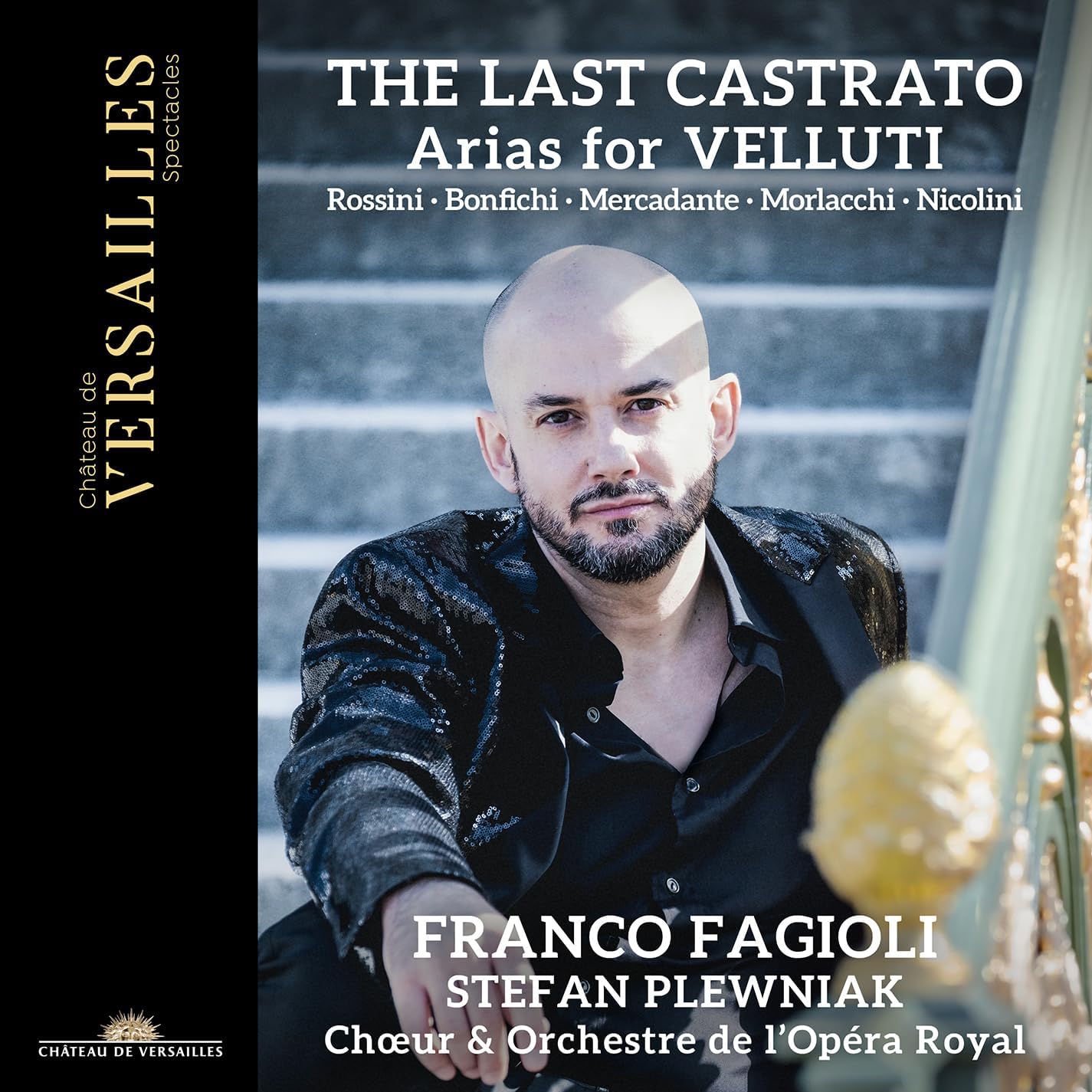 CD cover: portrait of Franco Fagioli, countertenor, in historical costume.