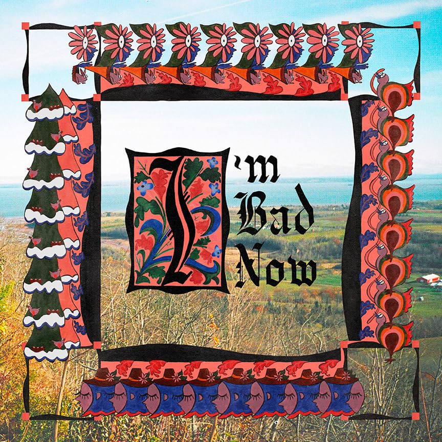 Album cover for Nap Eyes’ “Im Bad Now” featuring floral frame and landscape.