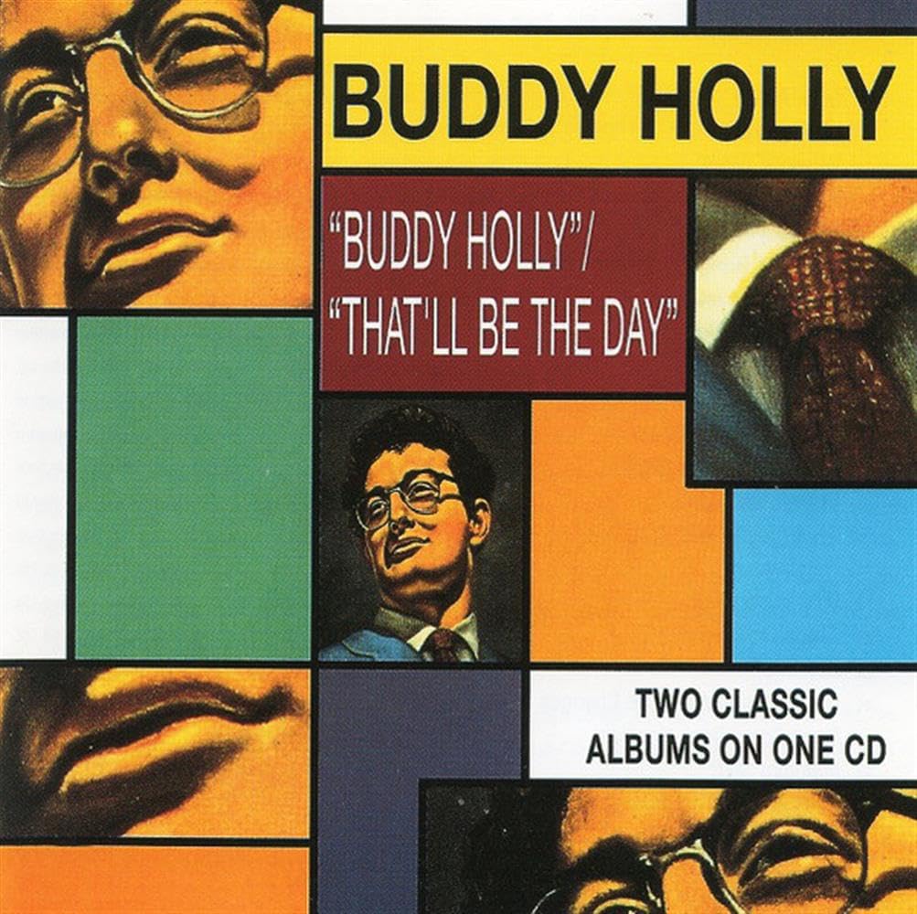 CD cover for Buddy Holly album with portrait and colorful blocks.